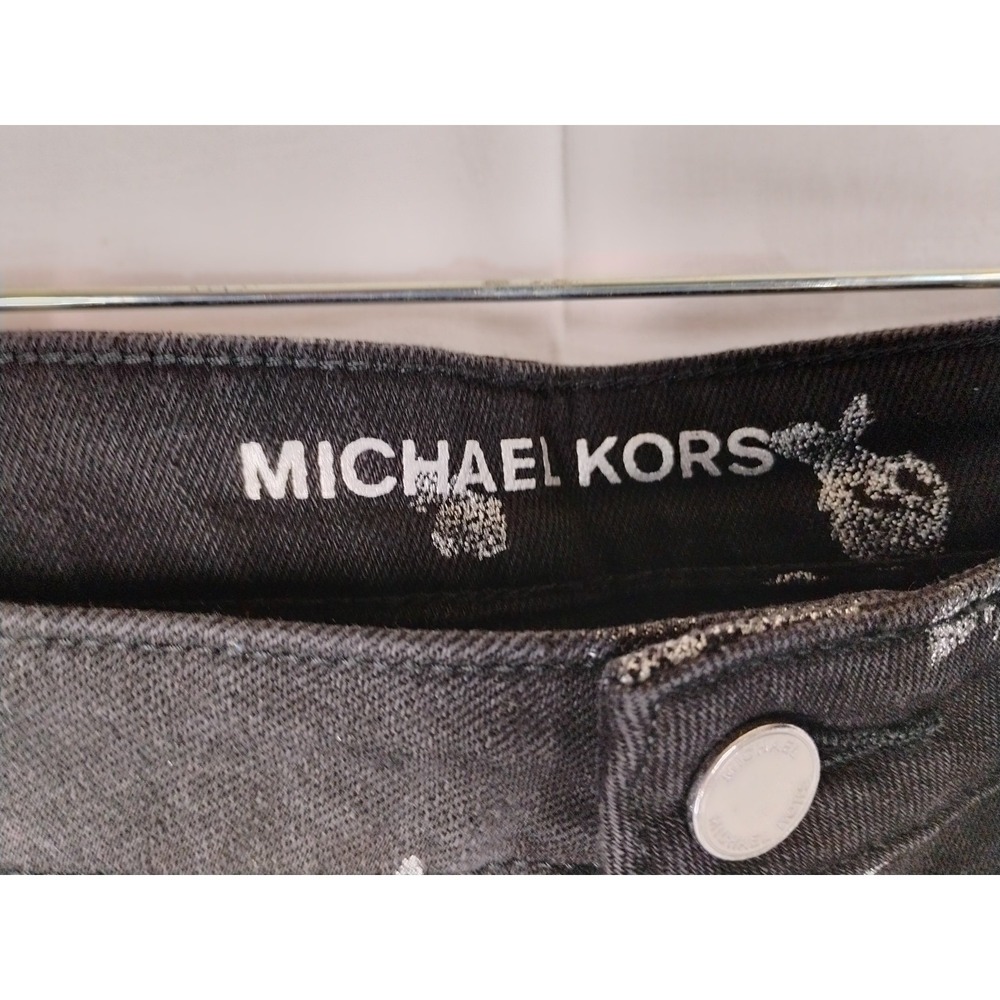 NWT Michael Kors Womens Sz 16 W Black Floral Izzy Cropped Skinny Jeans $125 - Picture 6 of 11